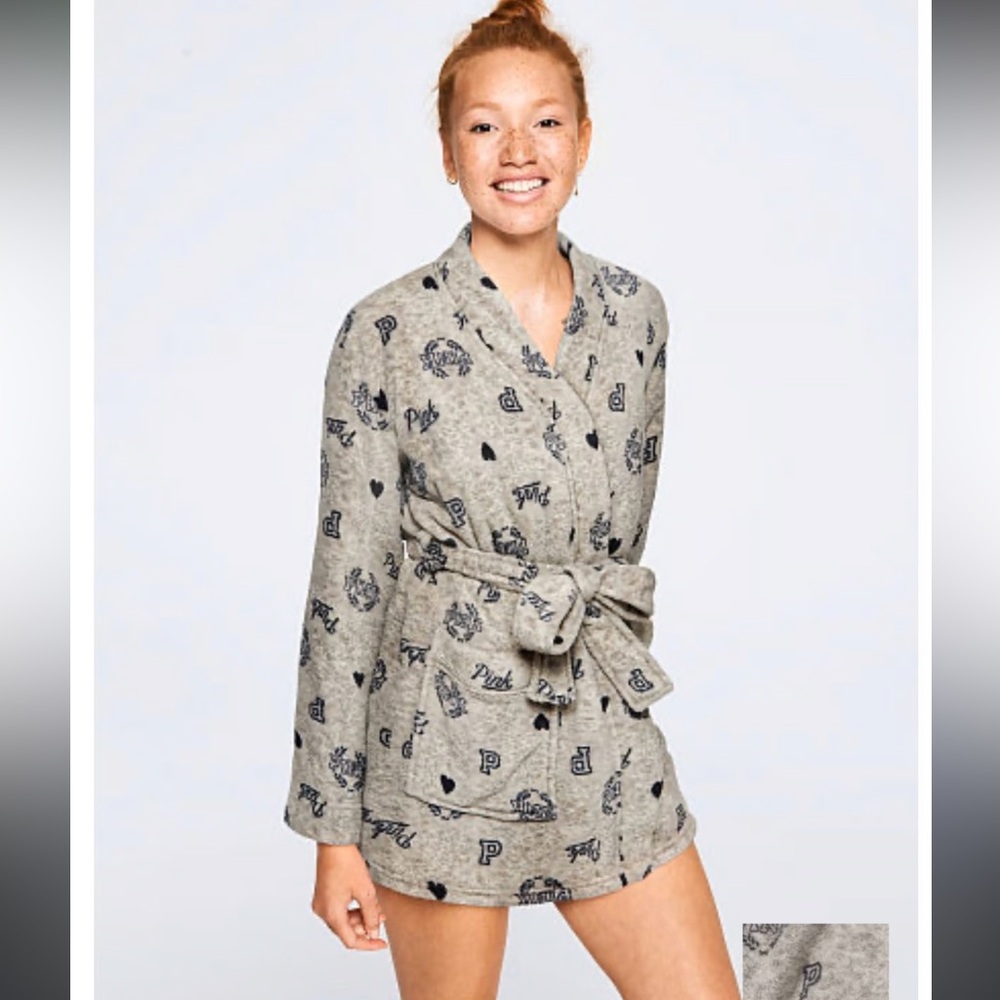Victoria's Secret Pink Gray Logo Robe